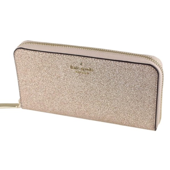 kate spade Handbags - Kate Spade Gold glitter Continental zip around wallet like new